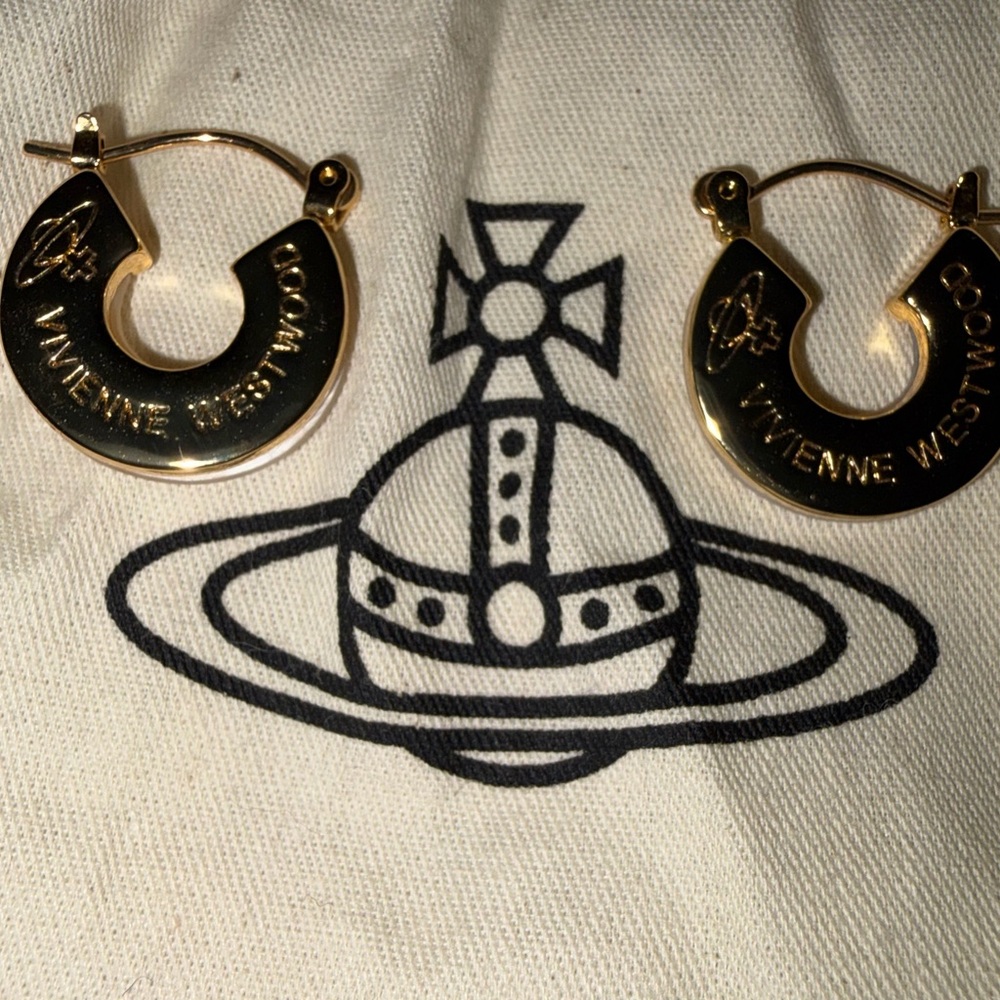 Vivienne Westwood Gold Logo Hoop Earrings
